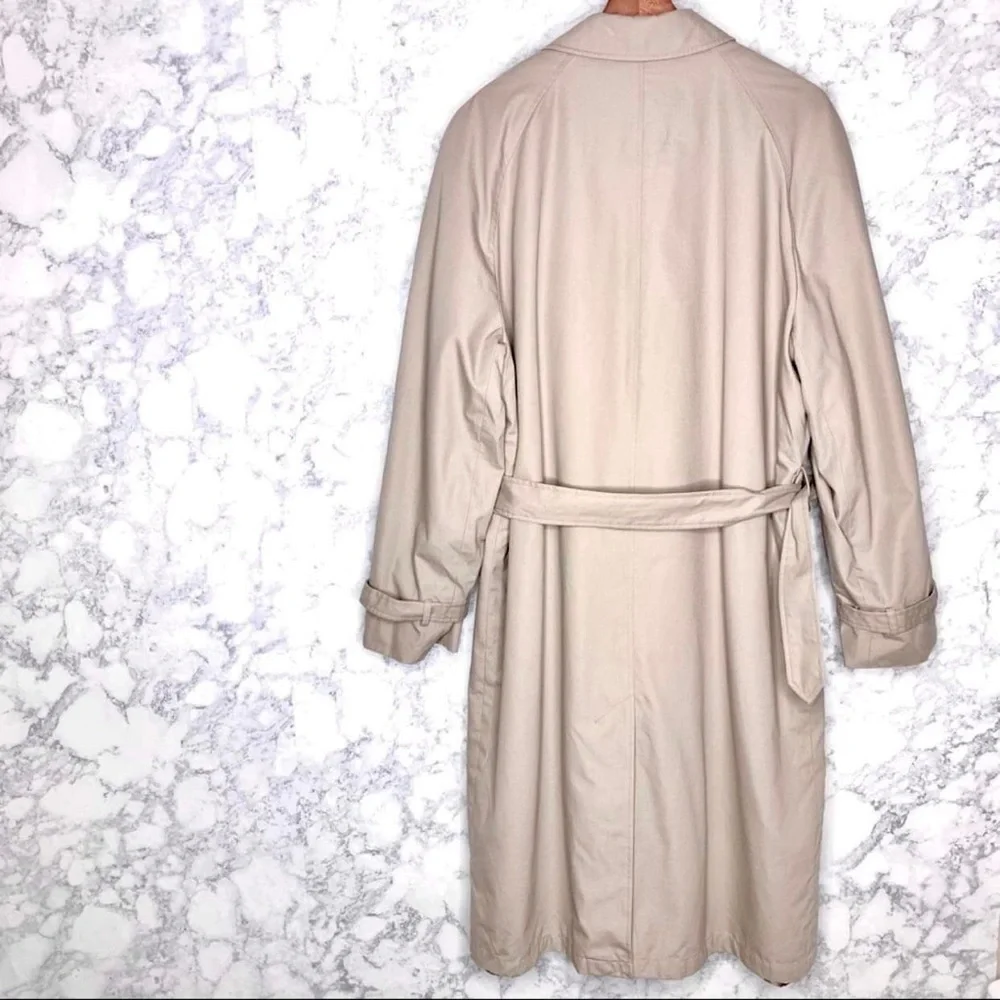 London Fog Vintage Men’s Tan Belted Trench Coat With Detachable Liner Size 42R